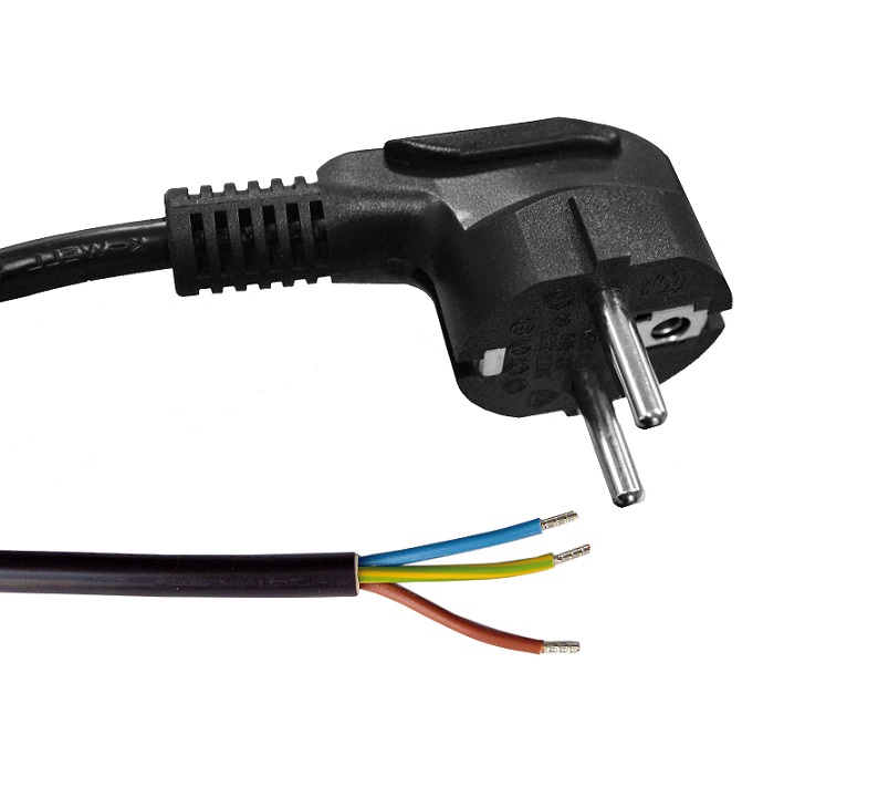 Schuko plug-open end power cords Straight en angled Schuko plug
