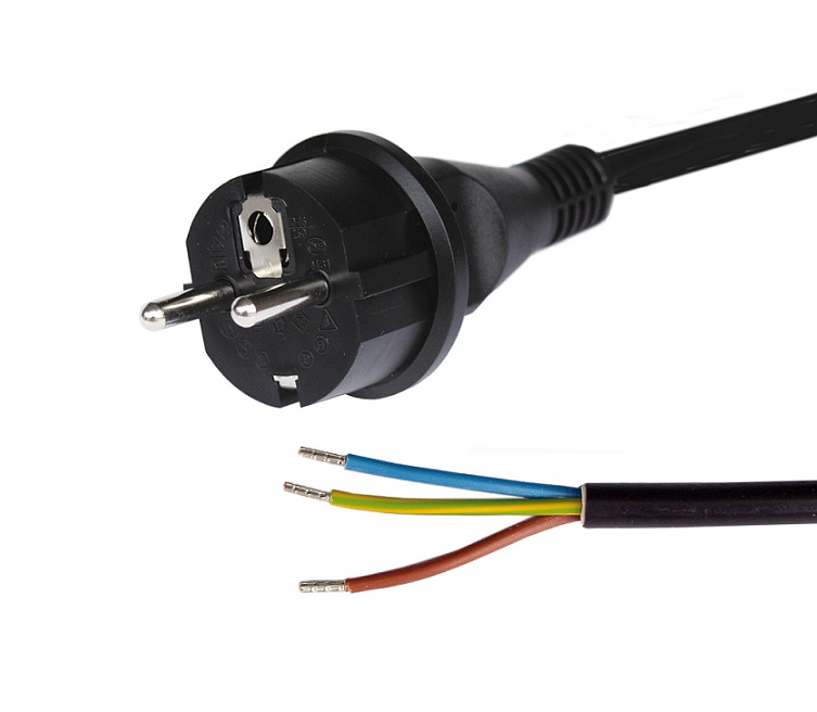 1285 Schuko plug-open end power cords Straight en angled Schuko plug
