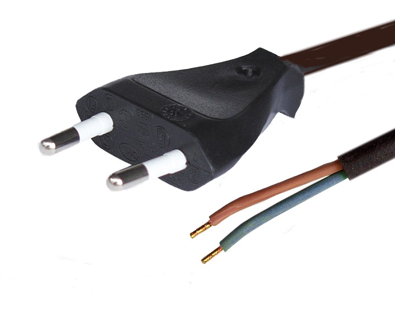 1502BL Euro plug-open end power cords Euro plugs