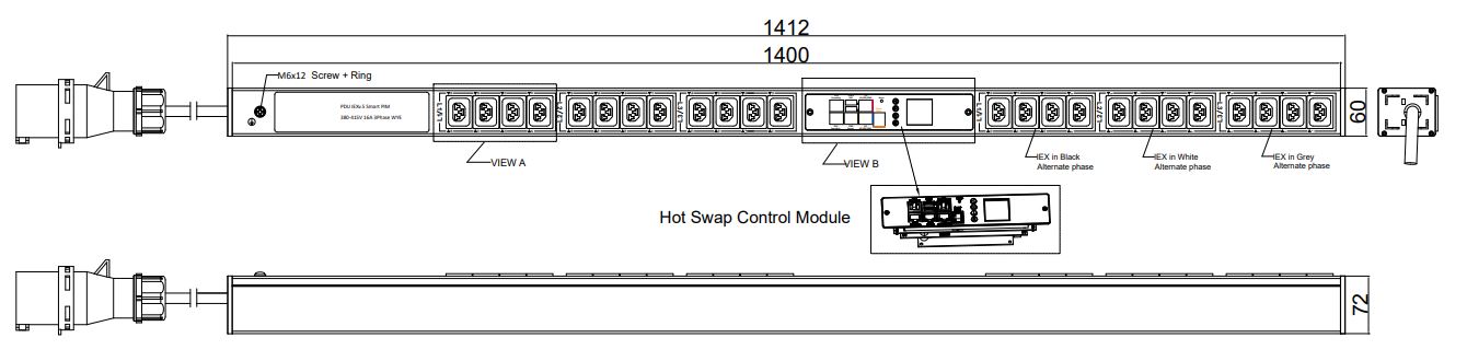 PIM-V-11-24IEX IPDU Per Inlet Monitored Bemeterde IPDU op afstand uitleesbaar per inlet