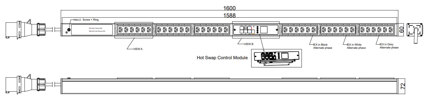 PIM-V-11-36IEX IPDU Per Inlet Monitored Bemeterde IPDU op afstand uitleesbaar per inlet