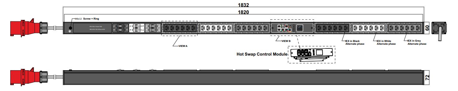 PIM-V-22-36IEX IPDU Per Inlet Monitored Bemeterde IPDU op afstand uitleesbaar per inlet