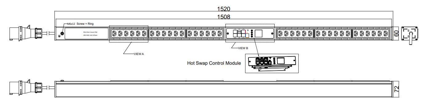 PIM-V-36-36IEX IPDU Per Inlet Monitored Bemeterde IPDU op afstand uitleesbaar per inlet