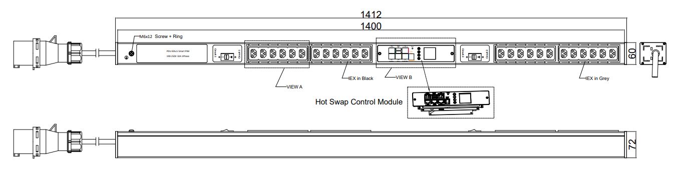 PIM-V-72-24IEX IPDU Per Inlet Monitored Metered Intelligent Power Distribution with remote internet access for information per inlet