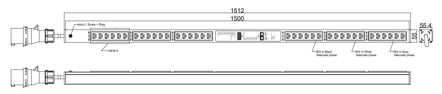 PIML-V-11-36IEX IPDU Per Inlet Monitored Light Bemeterde IPDU op afstand uitleesbaar per inlet (Geen SNMP Controller)