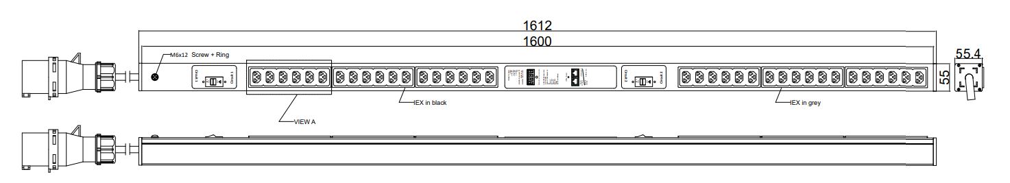 PIML-V-72-36IEX IPDU Per Inlet Monitored Light Bemeterde IPDU op afstand uitleesbaar per inlet (Geen SNMP Controller)
