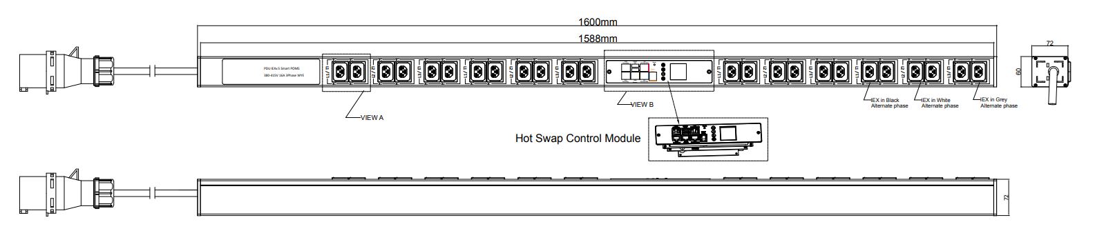 POM-V-11-24IEX IPDU Per Outlet Monitored Bemeterde IPDU op afstand uitleesbaar per outlet