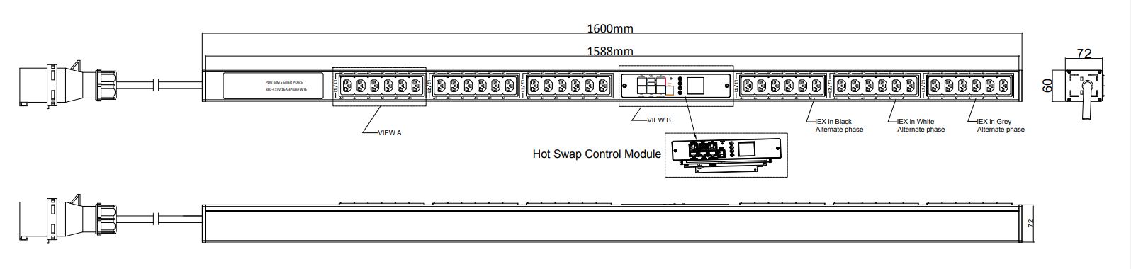 POM-V-11-36IEX IPDU Per Outlet Monitored Bemeterde IPDU op afstand uitleesbaar per outlet