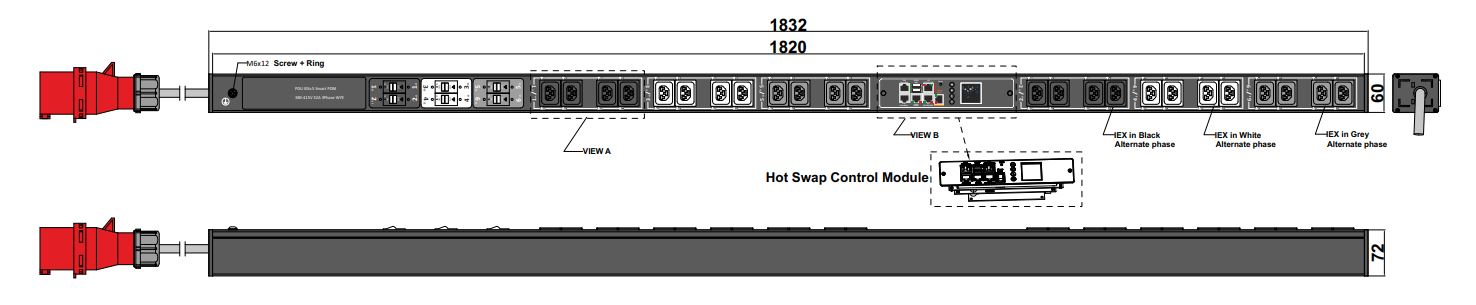 POM-V-22-24IEX IPDU Per Outlet Monitored Bemeterde IPDU op afstand uitleesbaar per outlet