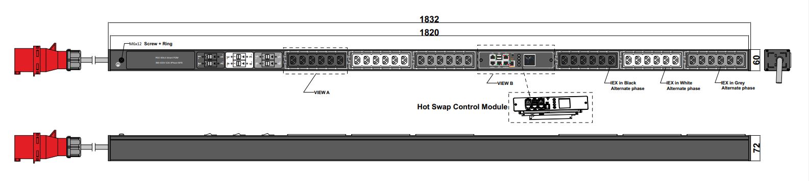 POM-V-22-36IEX IPDU Per Outlet Monitored Bemeterde IPDU op afstand uitleesbaar per outlet