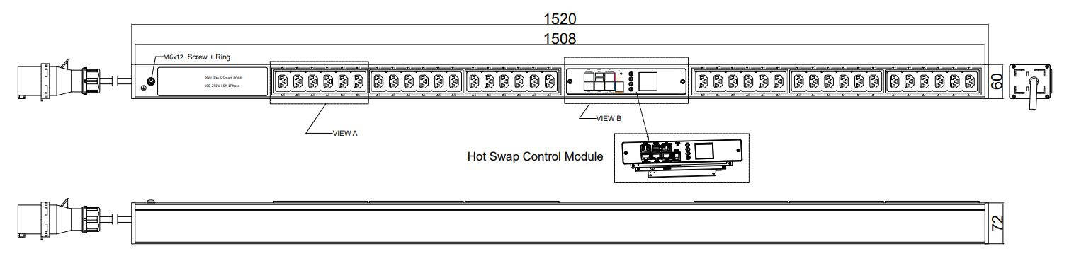 POM-V-36-36IEX IPDU Per Outlet Monitored Bemeterde IPDU op afstand uitleesbaar per outlet