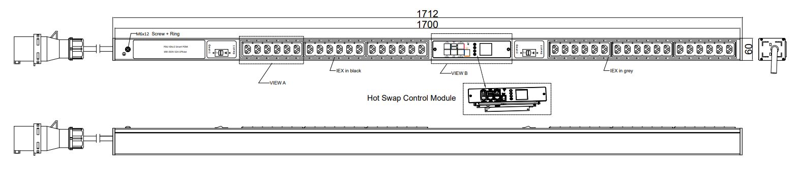 POM-V-72-36IEX IPDU Per Outlet Monitored Bemeterde IPDU op afstand uitleesbaar per outlet