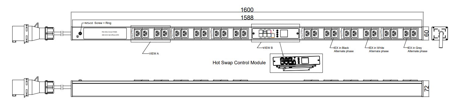 POMS-V-11-24IEX IPDU Per Outlet Monitored & Switched Bemeterde IPDU op afstand uitleesbaar en aan/uit switchen per outlet