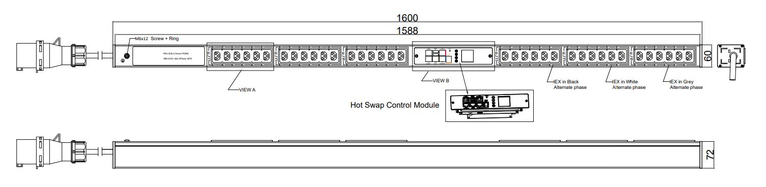 POMS-V-11-36IEX IPDU Per Outlet Monitored & Switched Metered Intelligent Power Distribution Unit with remote internet access for information and on/off switching per outlet