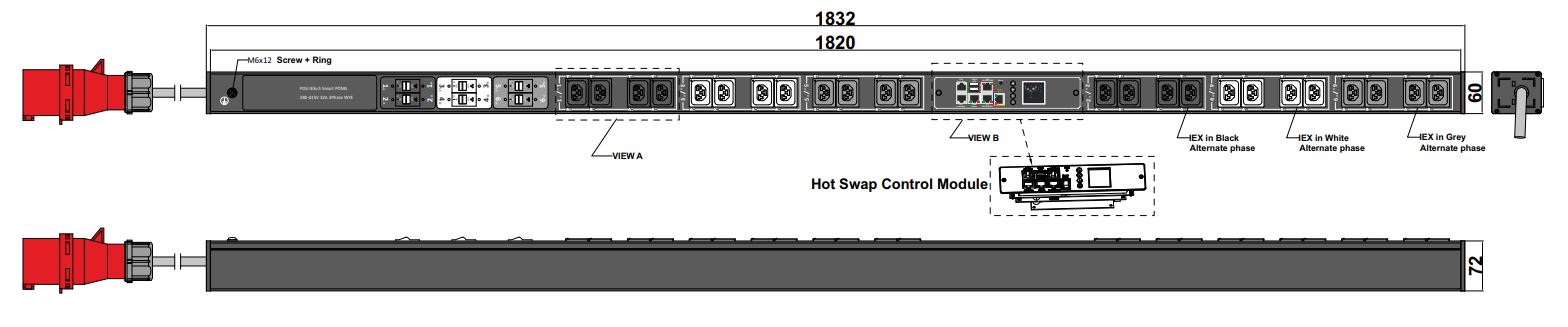 POMS-V-22-24IEX IPDU Per Outlet Monitored & Switched Bemeterde IPDU op afstand uitleesbaar en aan/uit switchen per outlet