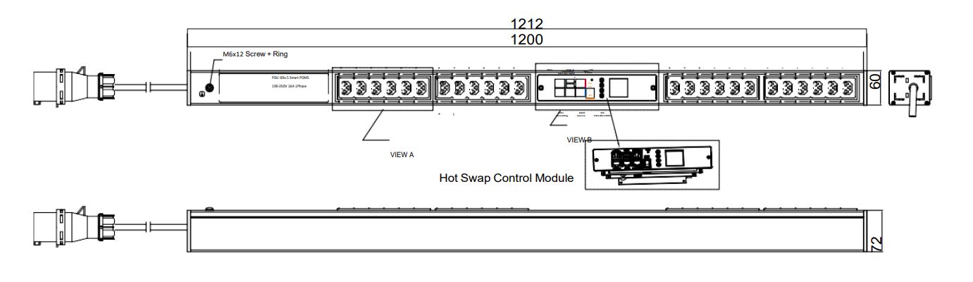 POMS-V-36-24IEX IPDU Per Outlet Monitored & Switched Bemeterde IPDU op afstand uitleesbaar en aan/uit switchen per outlet