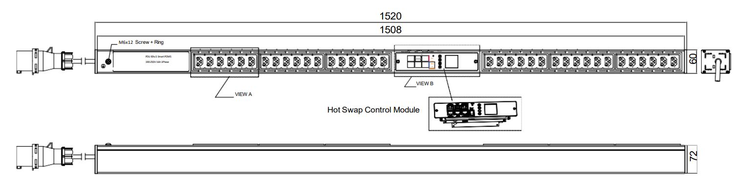 POMS-V-36-36IEX IPDU Per Outlet Monitored & Switched Bemeterde IPDU op afstand uitleesbaar en aan/uit switchen per outlet