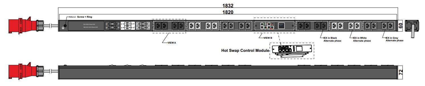 POS-V-22-24IEX IPDU Per Outlet Switched Bemeterde IPDU op afstand uitleesbaar per inlet