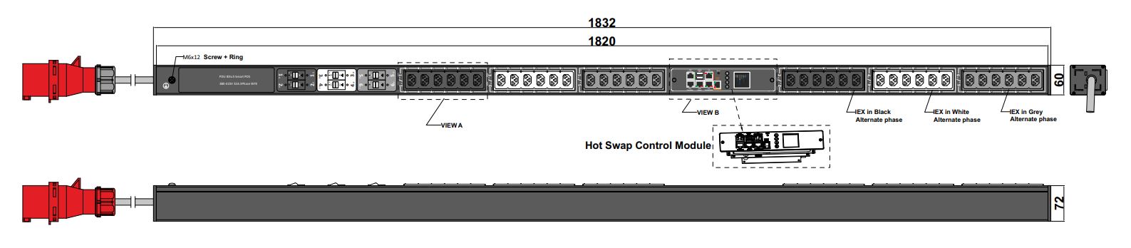 POS-V-22-36IEX IPDU Per Outlet Switched Bemeterde IPDU op afstand uitleesbaar per inlet