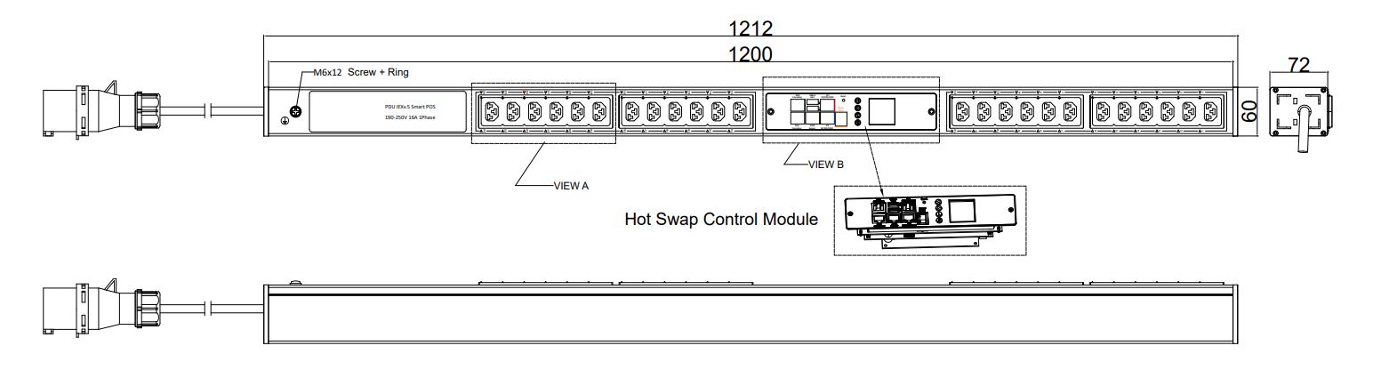 POS-V-36-24IEX IPDU Per Outlet Switched Bemeterde IPDU op afstand uitleesbaar per inlet